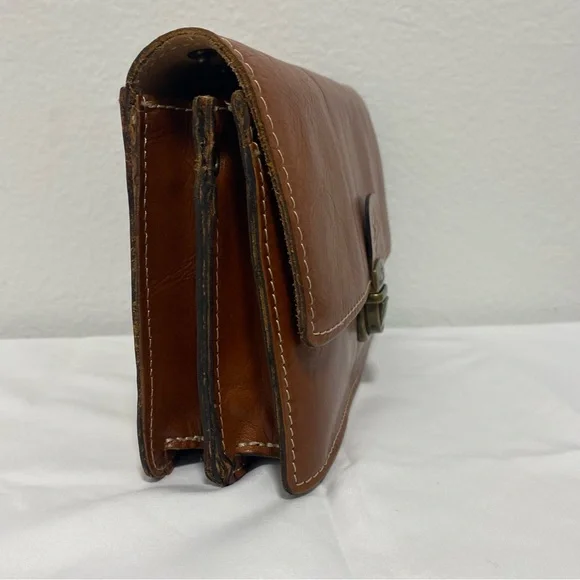 Patricia Nash Brown Leather Convertible Crossbody Clutch - Like New - Picture 4 of 15